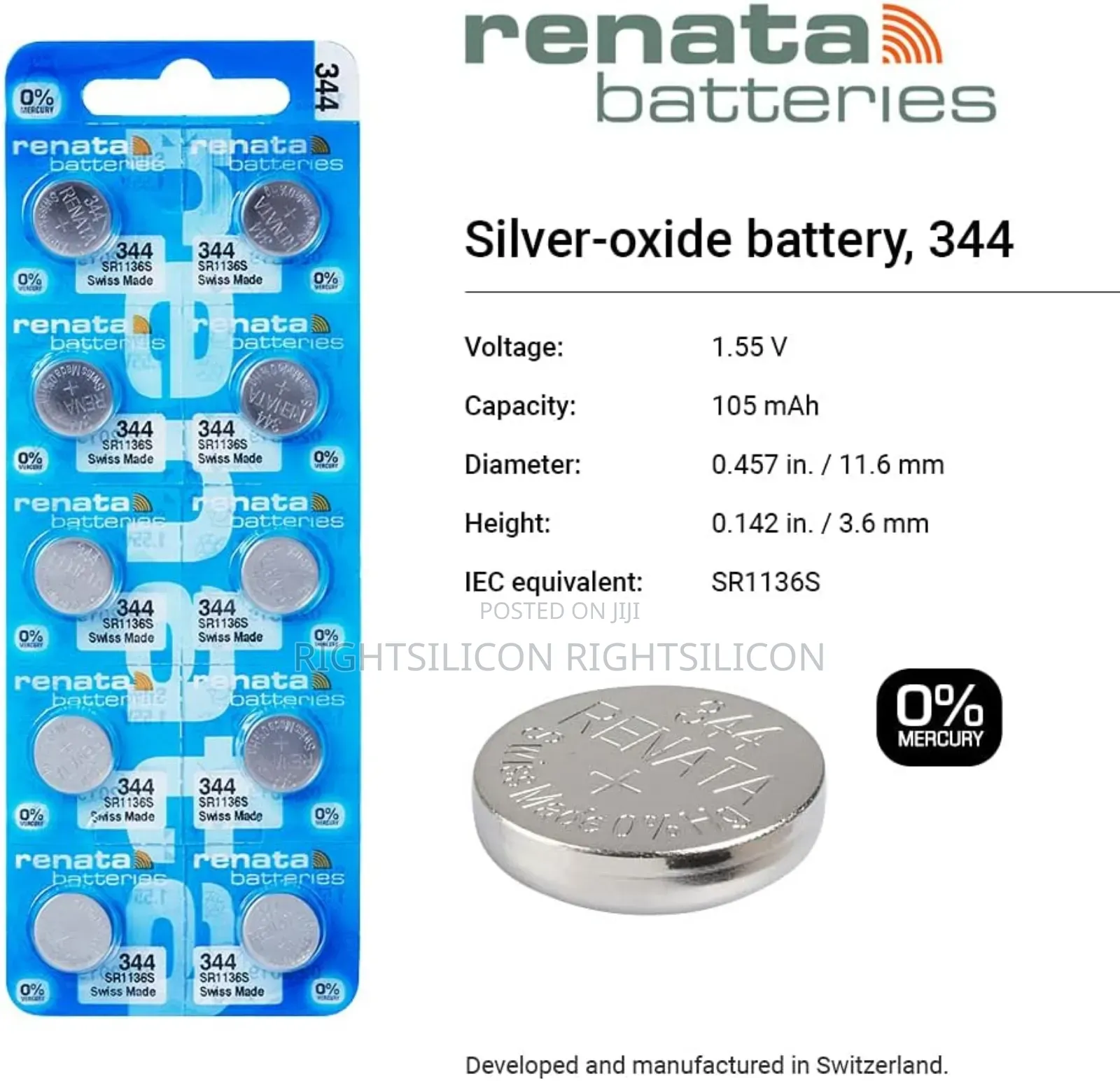 Usa Renata 344 Button Cell Watch Battery