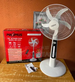 Maximus 18-Inch Rechargeable Standing Fan,Remote Control,Solar Support