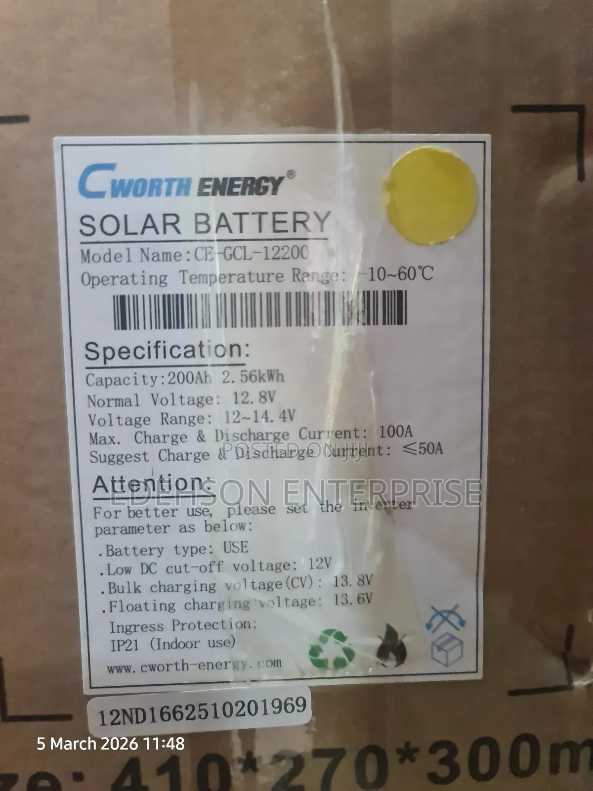 Cworth 2.5kwh 12v Lithium Battery