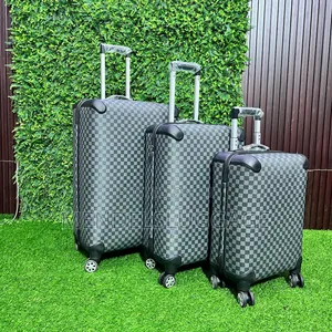 Title: 3-in-1 Luxury Checkered Hard Shell Travel Suitcase Set