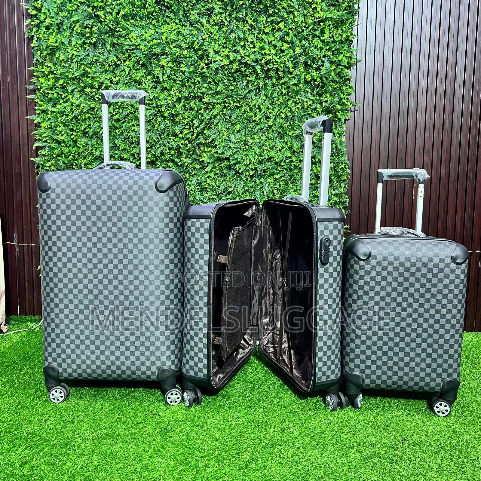Premium 3pcs Checkered Spinner Suitcase Set