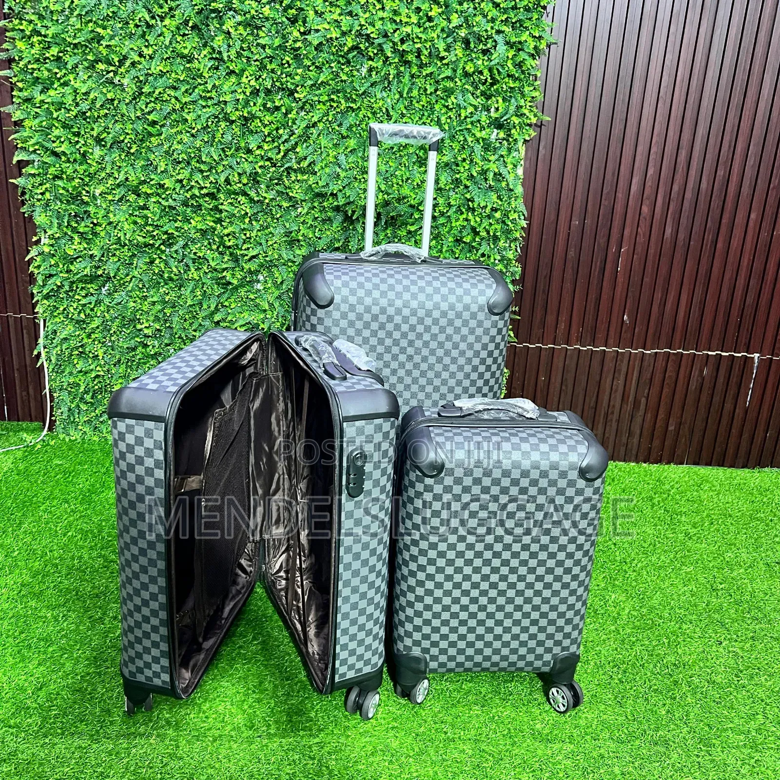 Premium 3pcs Checkered Spinner Suitcase Set
