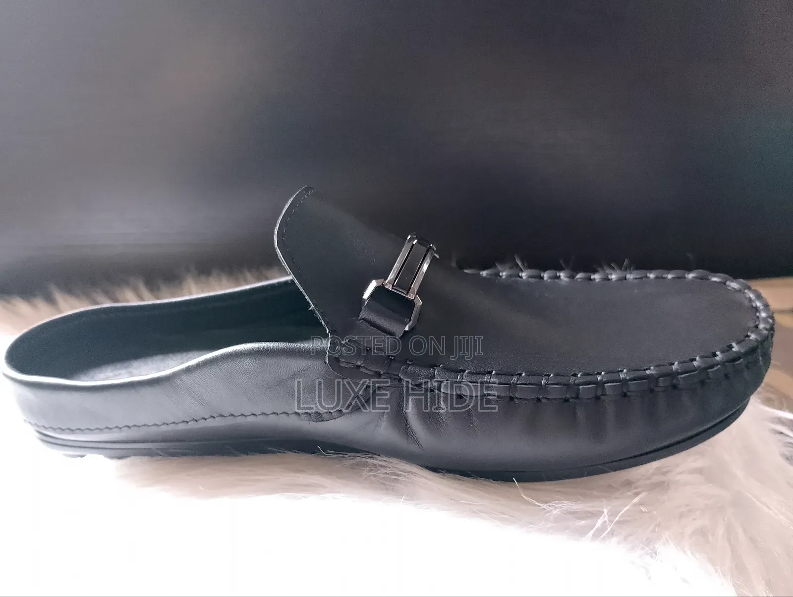 Black Patent Leather Men's Mules