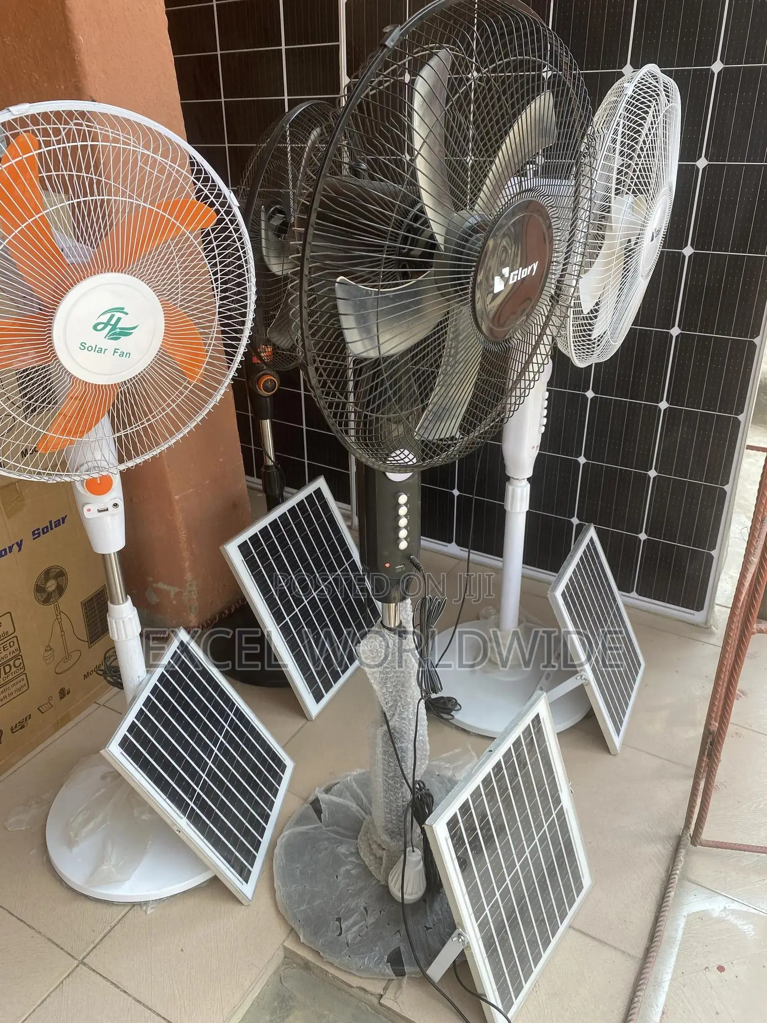 Solar Rechargeable Standing Fan With Solar Panel,