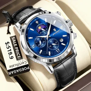 Poedagar Sport Watch for Men Fashion Leather