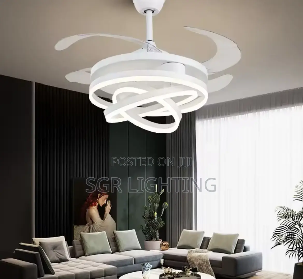Luxury Ceiling Fan Light Bedroom Invisible Fan Light 6-speed Timer