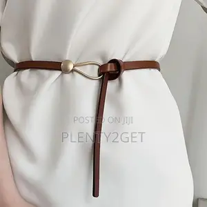 Trendy Knotted Skinny Thin Belts for Women Classic Solid Color Pu Leat