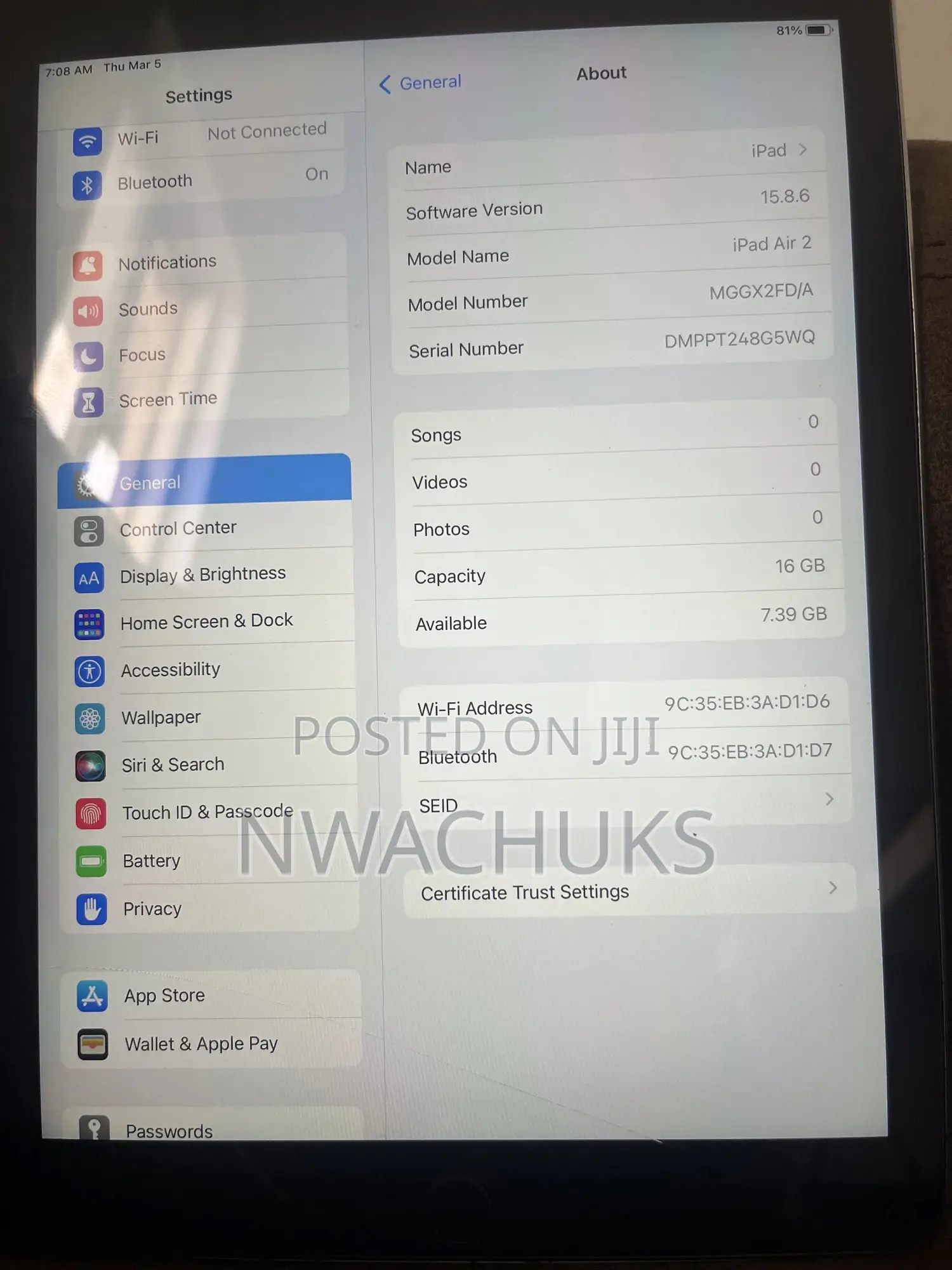 Apple iPad Air 16 GB Silver