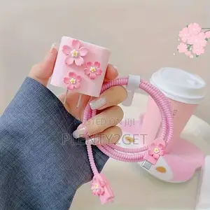 5pcs of Pink Cherry Blossom Compatible With iPhone 14 Pro Max Data Cab