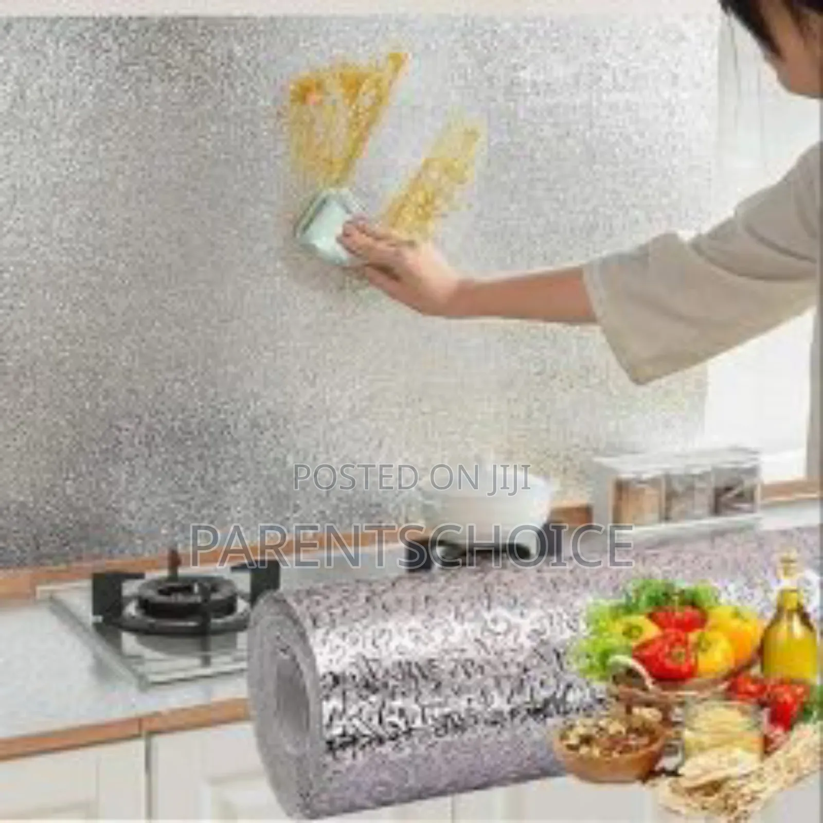 Self Adhesive Silver Kitchen Wallpaper Kitchen Sticker Waterproof-3pcs
