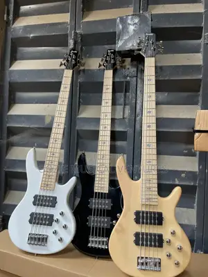 White Black and Wood Colour Ibanez Active Bass Guitar Five String
