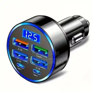 Car Phone Charger With 4 Usb 2 Type-C Ports, 12.5a Fast Charging, 3.