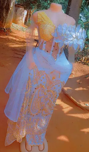 Luxury White Beaded George Lace for Traditional Wedding Bridal Outfit