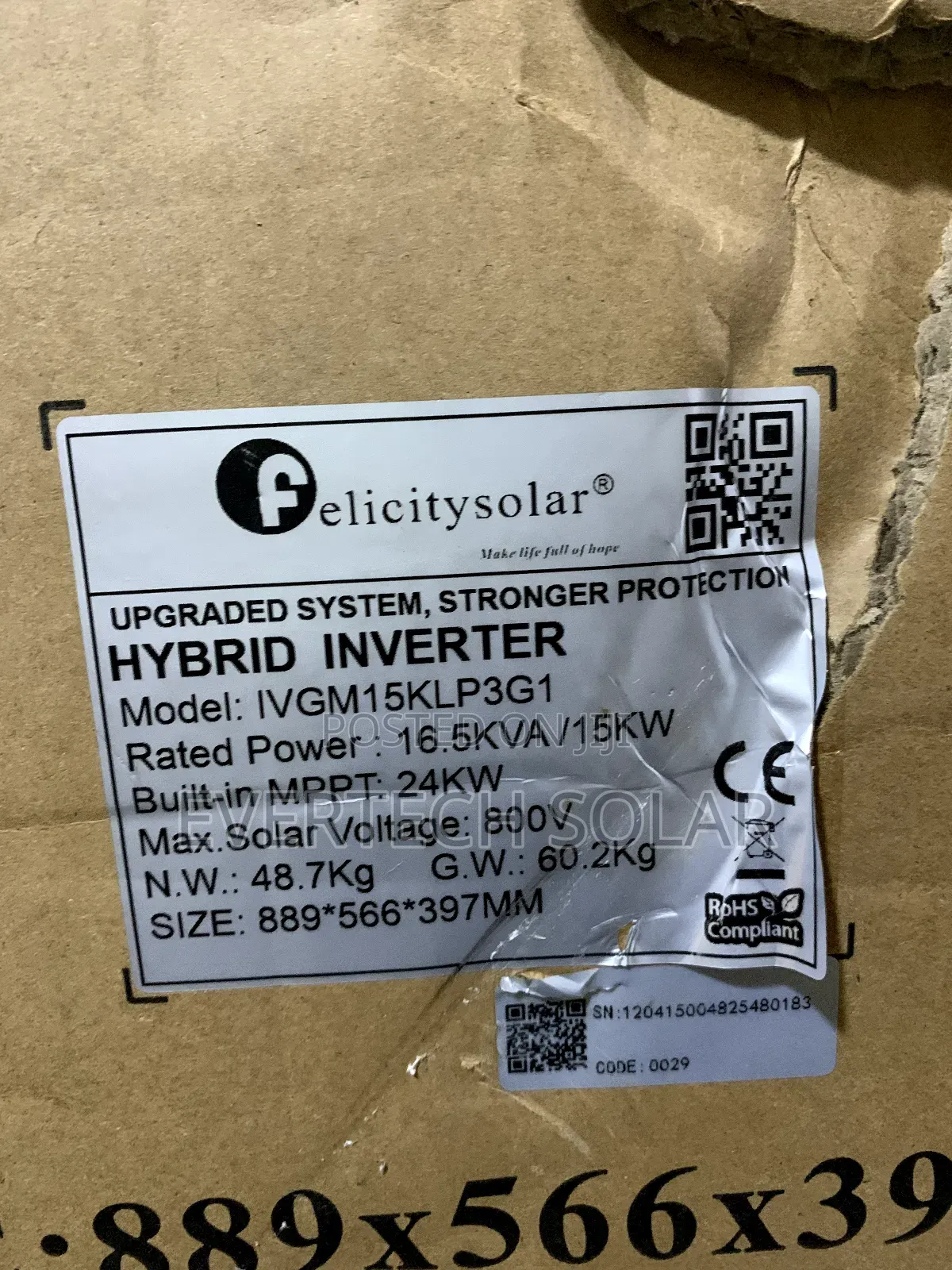 Felicity 15kva 3phase New Model Inverter System