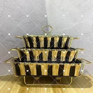 3pcs Luxury Ceramic Food Serving/Warmer Set