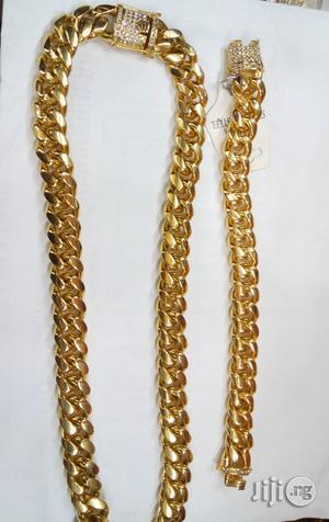 Quality 6MM 60CM Men Cuban Chunky Necklace Hand Chain - Gold