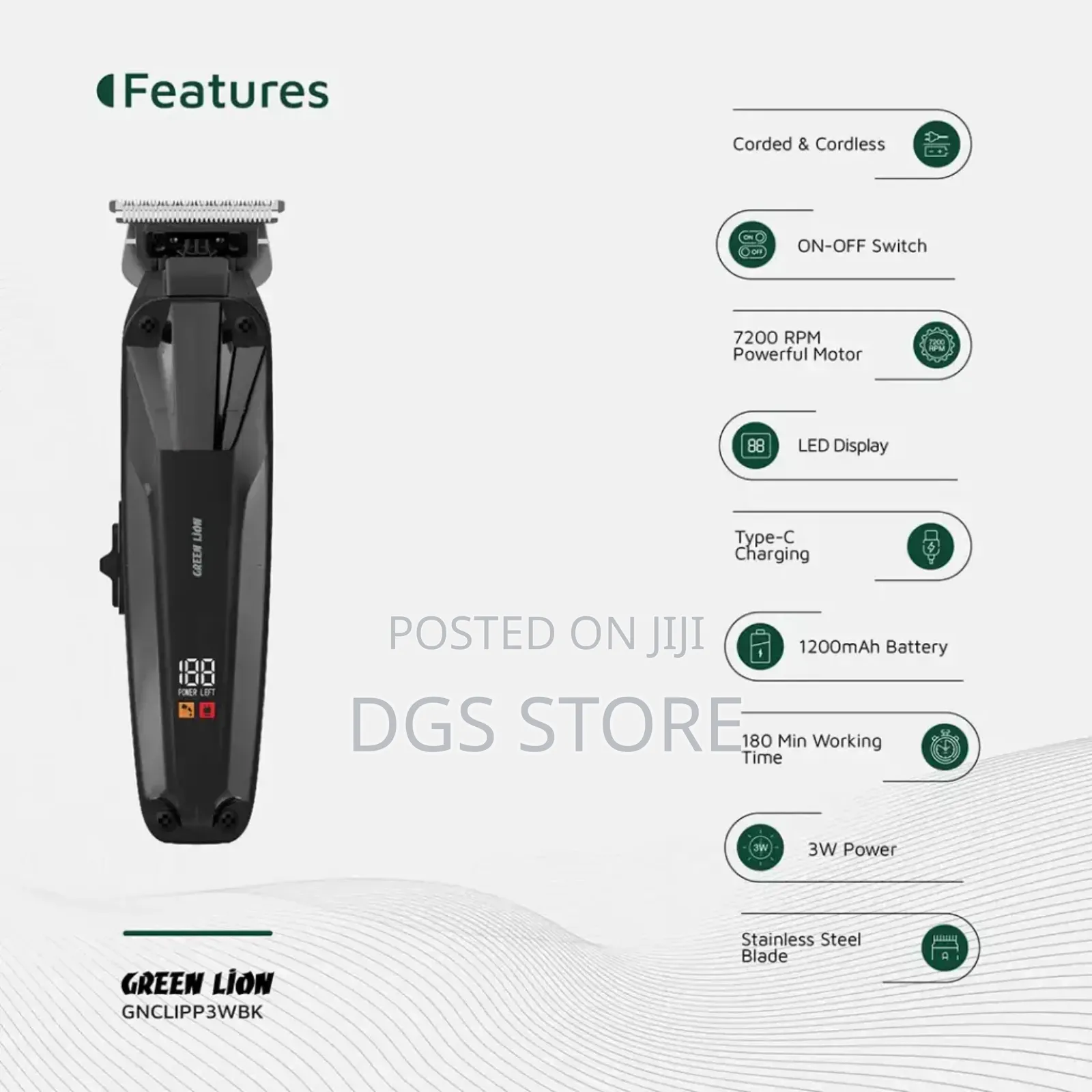 Green Lion Clip Master Professional Hair Clippers