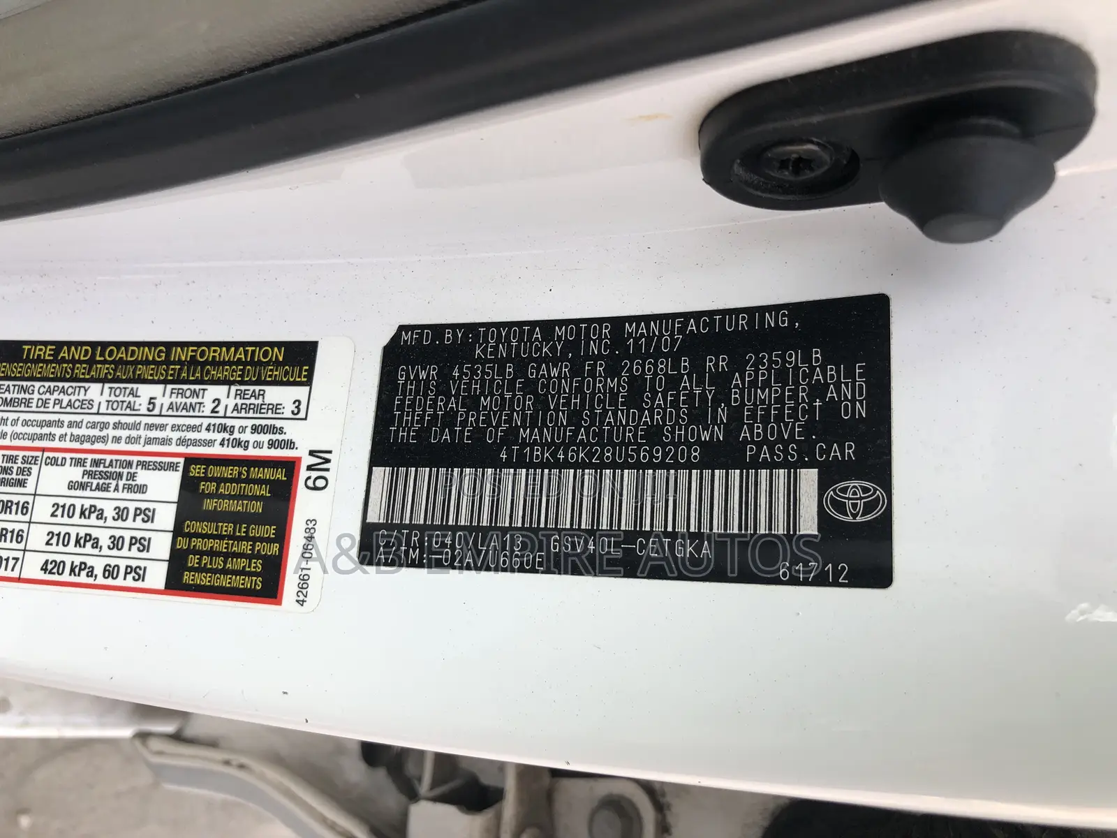 Toyota Camry 2008 White