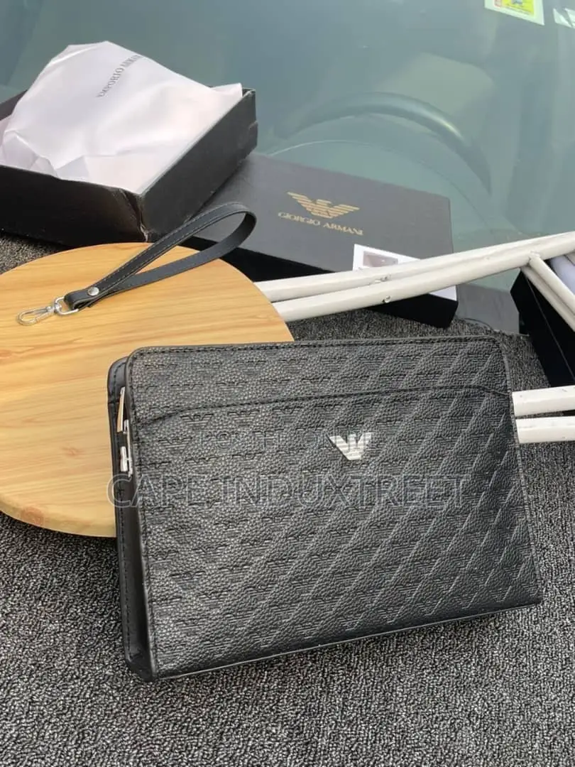 Classic Textured Leather Hand Clutch Bag