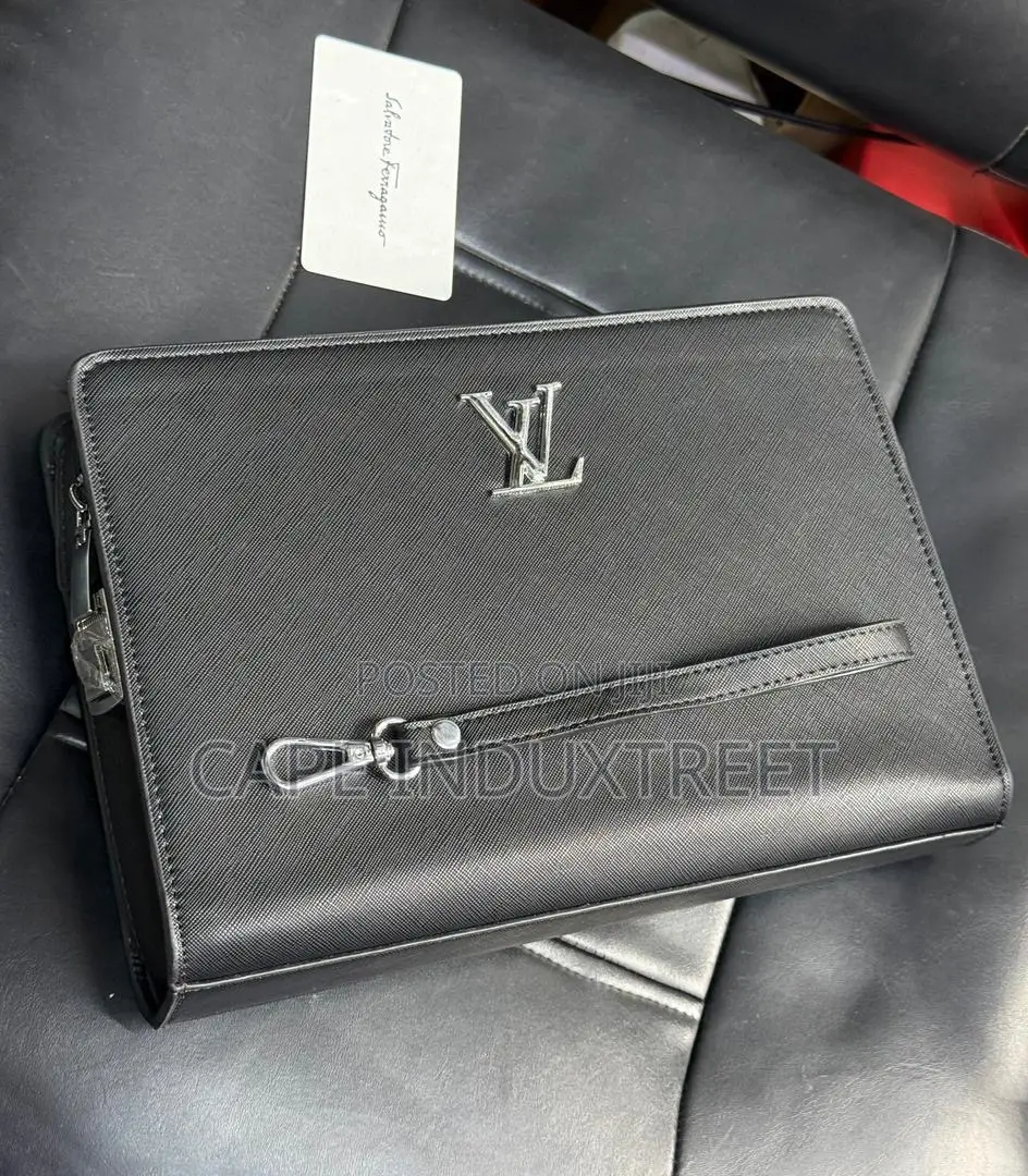 Classic Textured Leather Hand Clutch Bag
