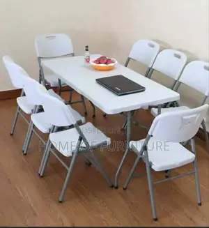 Foldable Rectangular Table With 8 Chairs
