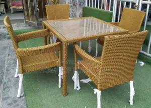 Rattan Set – 4 Rattan Chairs With Center Table