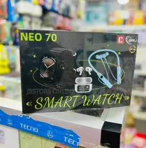 Full Package Neo 70 Smartwatch, 4 Straps With Headset and Airpod