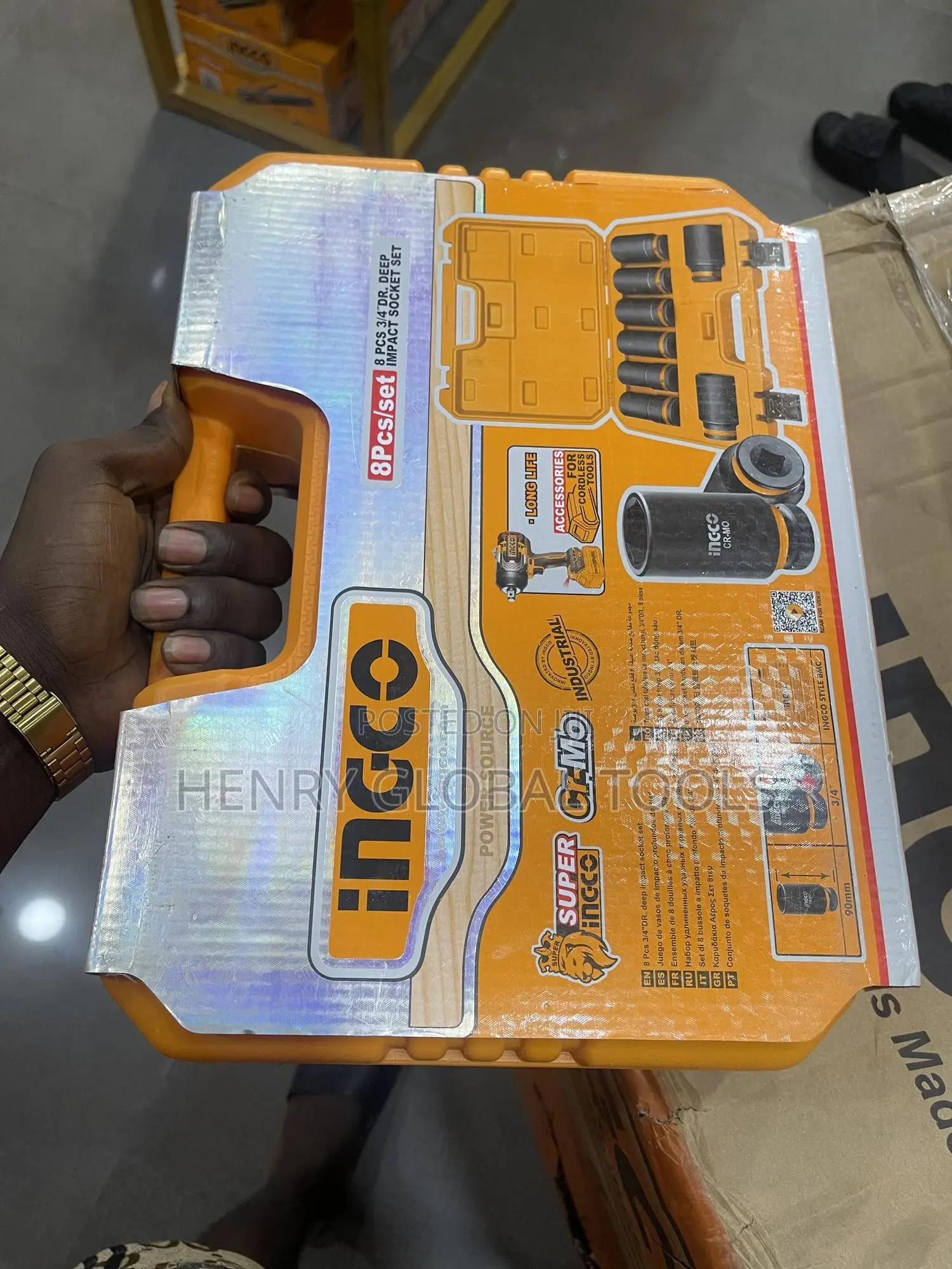 8pcs 3/4” Ingco Heavy Duty Socket Set