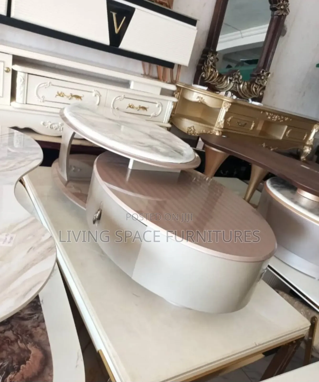 Contemporary Marble Top Center Table