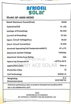 400 Watts Africell Solar Panel
