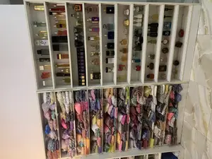 Neatly Used Twin Wooden Display Shelves / Perfume Shelves