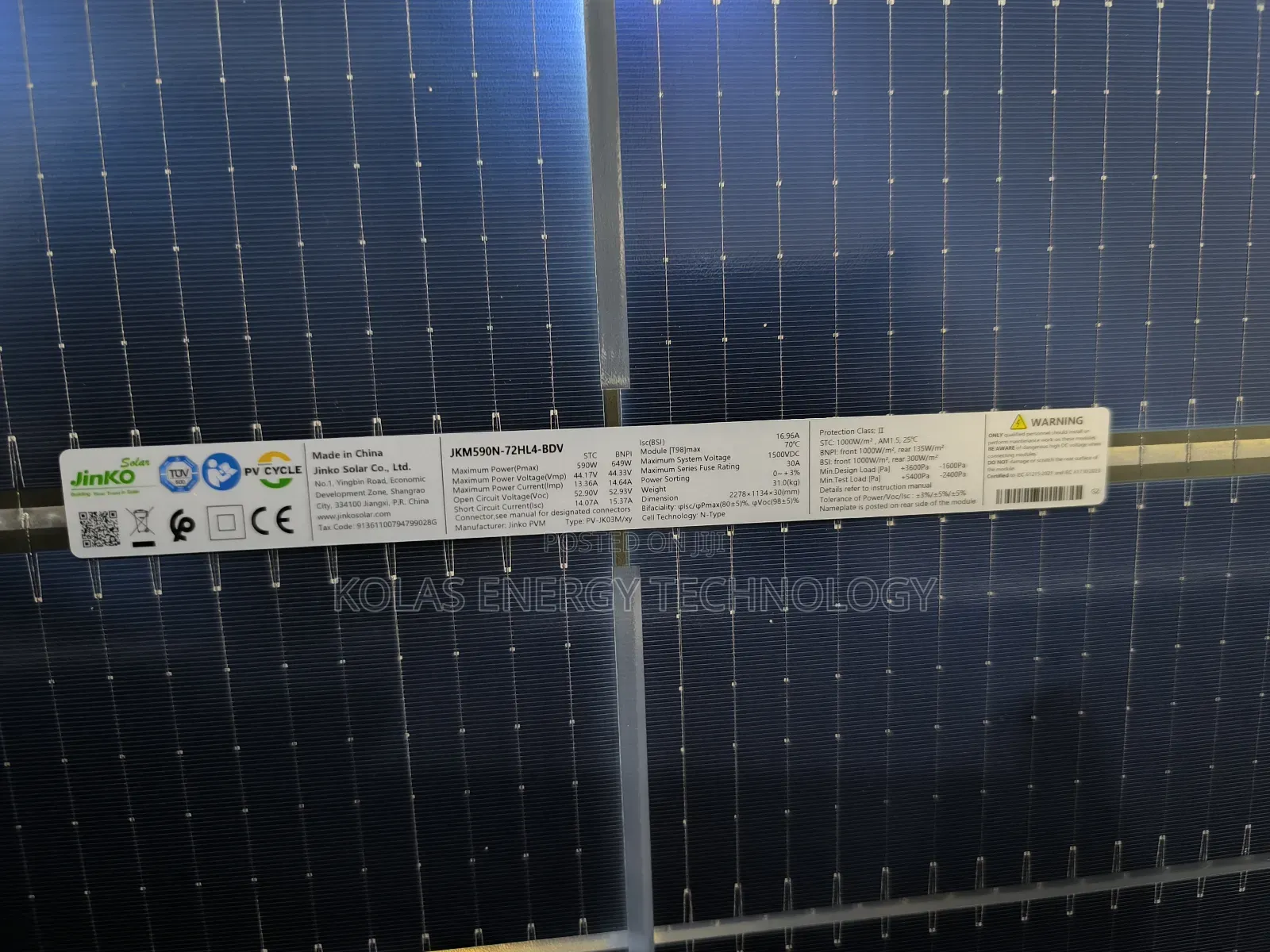 Jinko 590w Bifacial Solar Panel
