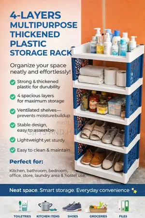 4 Layers Multipurpose Thickened Plastic Storage Shelf/Rack