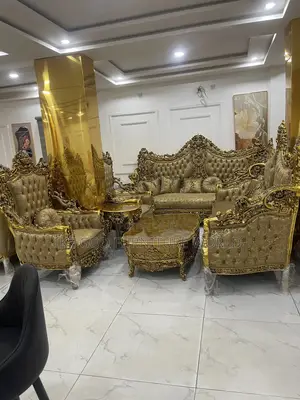 Complete Set Of High Classic Turkish Royal Fabric Sofa Chair