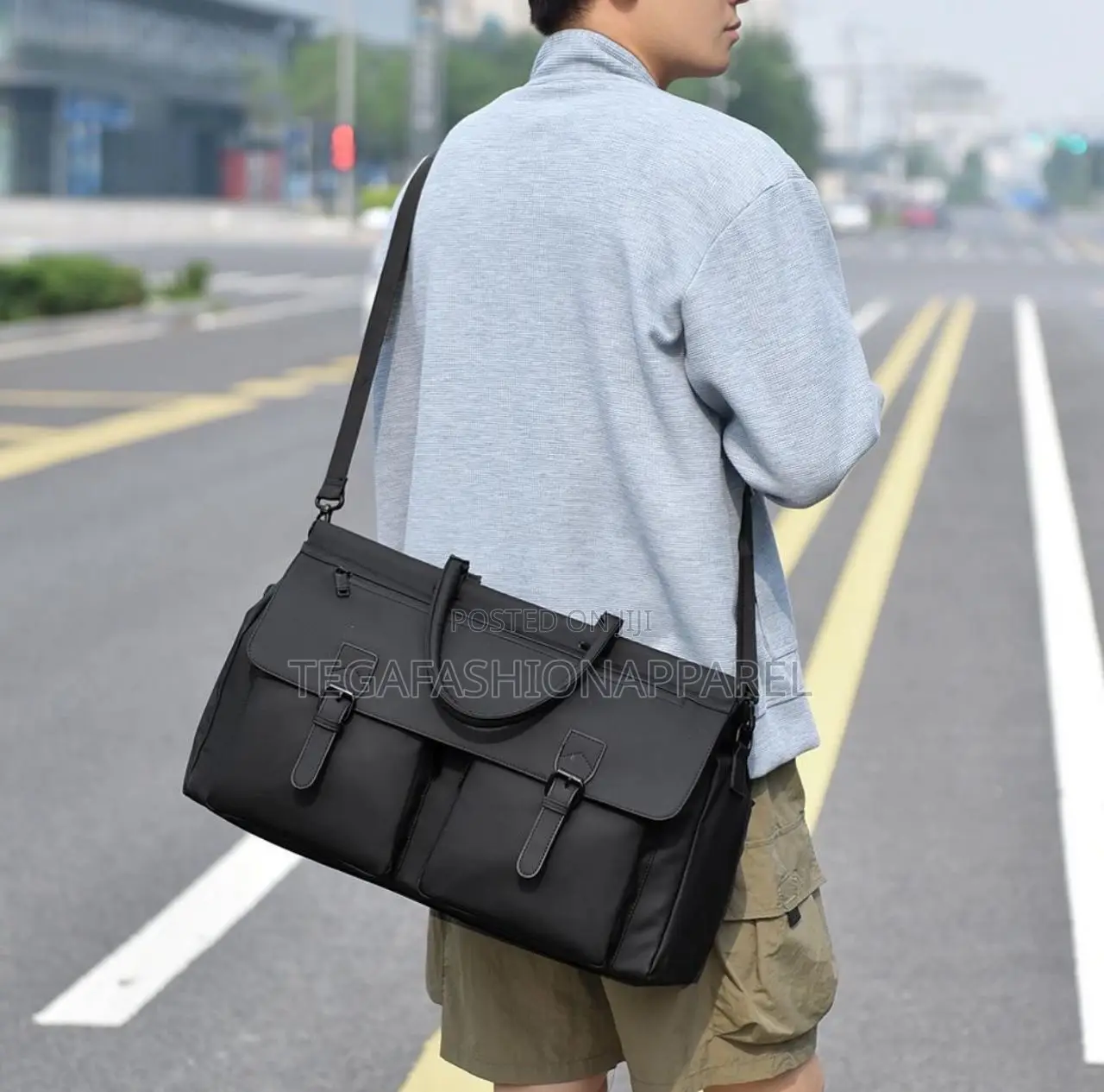 Plain Leather Duffle Bag
