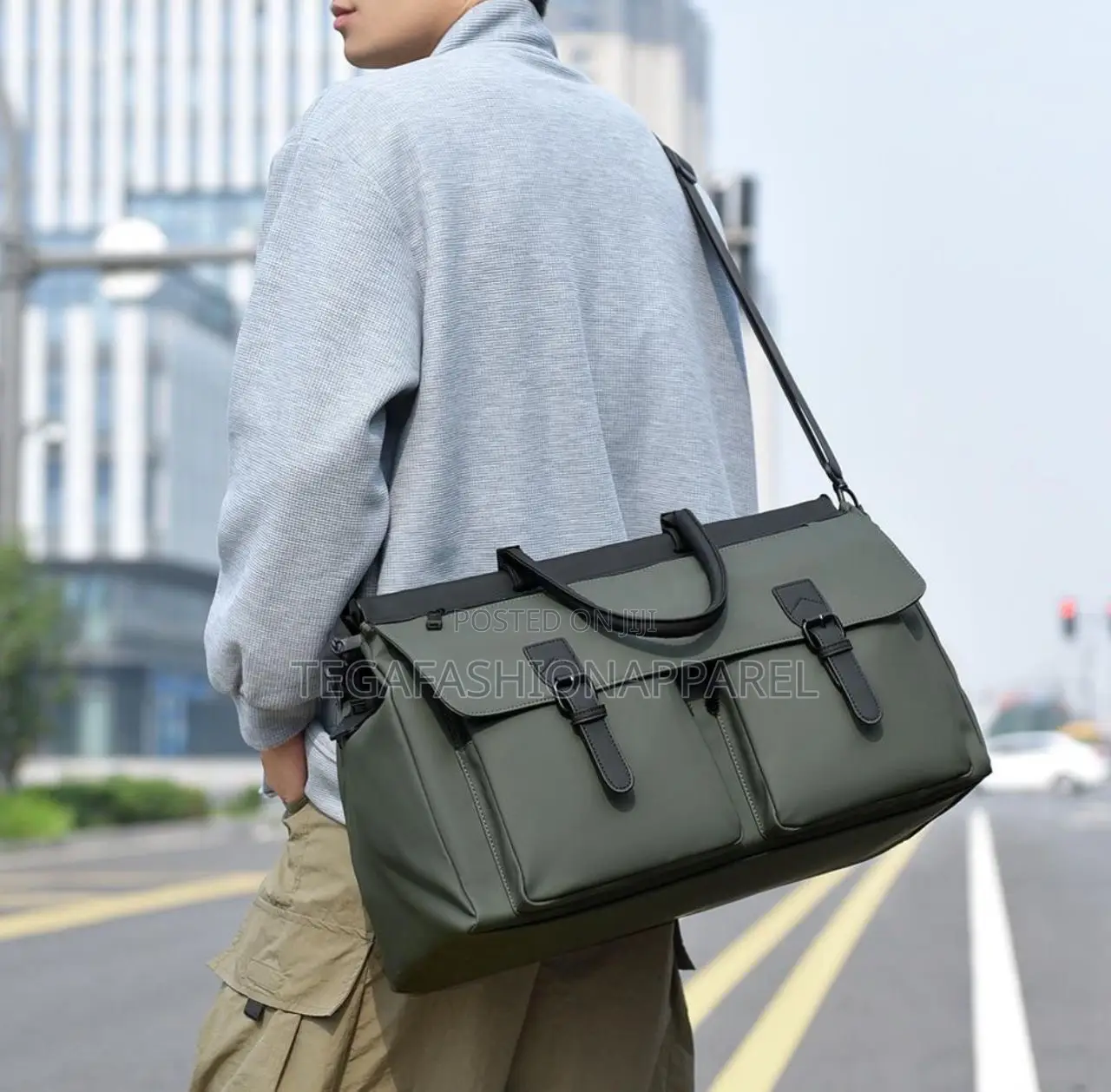 Plain Leather Duffle Bag