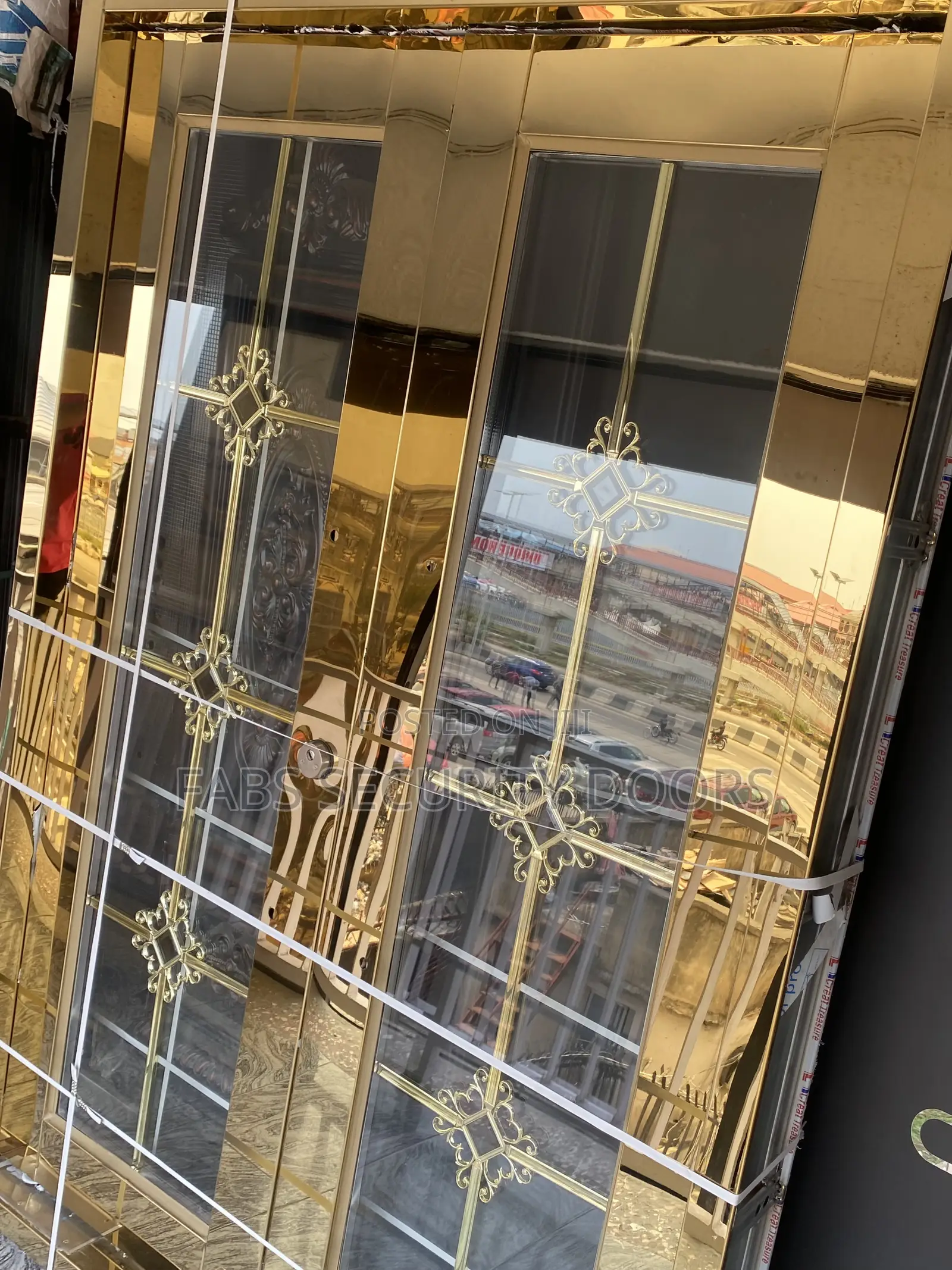 5ft Gold Glass Swing Door