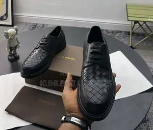 Original Bottega Veneta Wooven Leather Men’S Lace Up Shoes