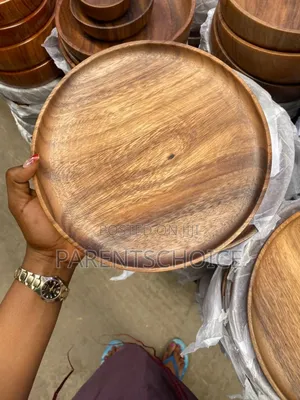 Round Shape Artistic Wooden Plate for Home and Kitchen Round Wood Tray