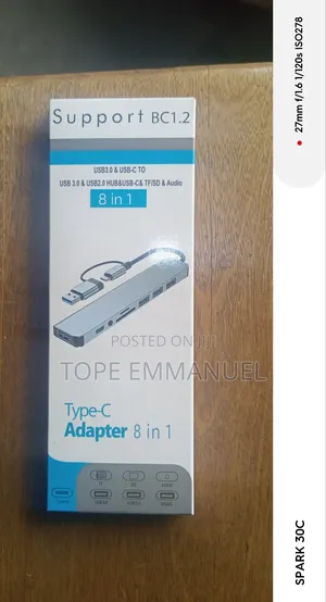 8 in 1 Usb Adapter Type C Hub