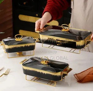 Luxury 3pcs Ceramic Food Warmer Casserole Dish Set 