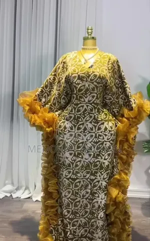Luxury Adire Bubu Dress With Matching Organza Ruffles