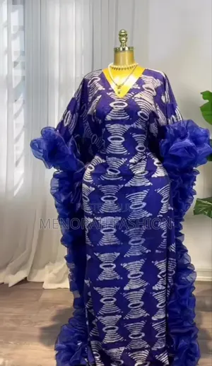Luxury Adire Bubu Dress With Matching Organza Ruffles