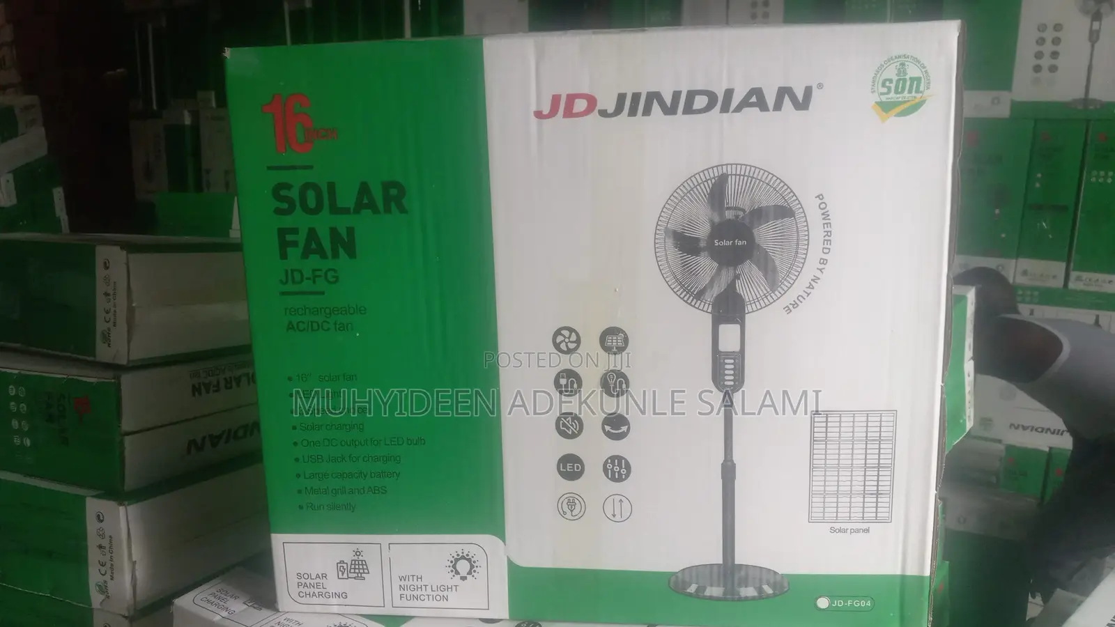 Jd Jindian Rechargeable Solar Standing Fan