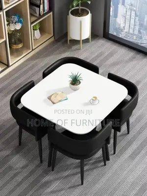 Marble Top 4-Seater Dining Set – Elegant Dining Table With 4 Chairs
