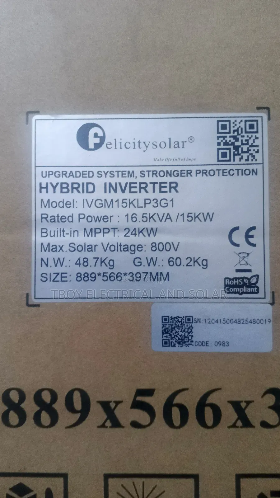 Felicity 15kw 3phase Hybrid Inverter