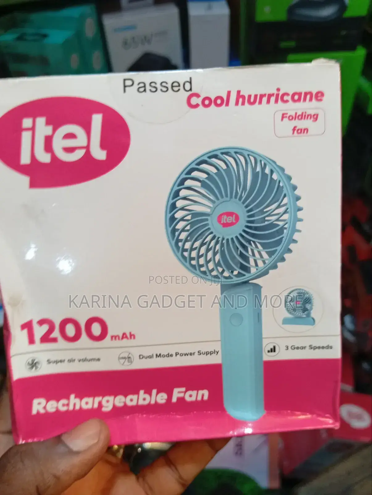 Itel Rechargeable Foldable Hand Fan 1200mah