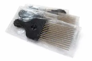 Professional Black Handle Metal Teeth Afro Hair Pick Comb Detangling
