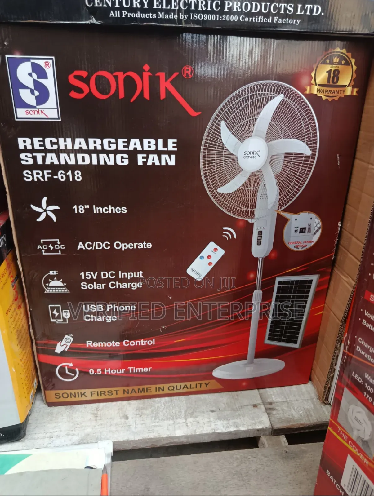 Rechargeable Standing Fan - 18"