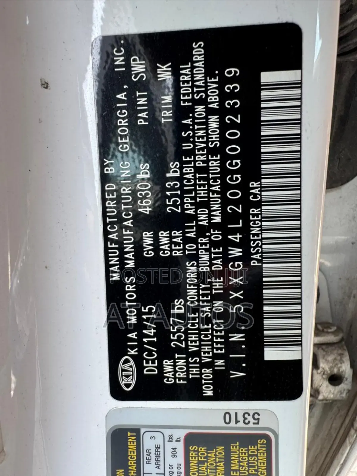 Kia Optima 2016 White